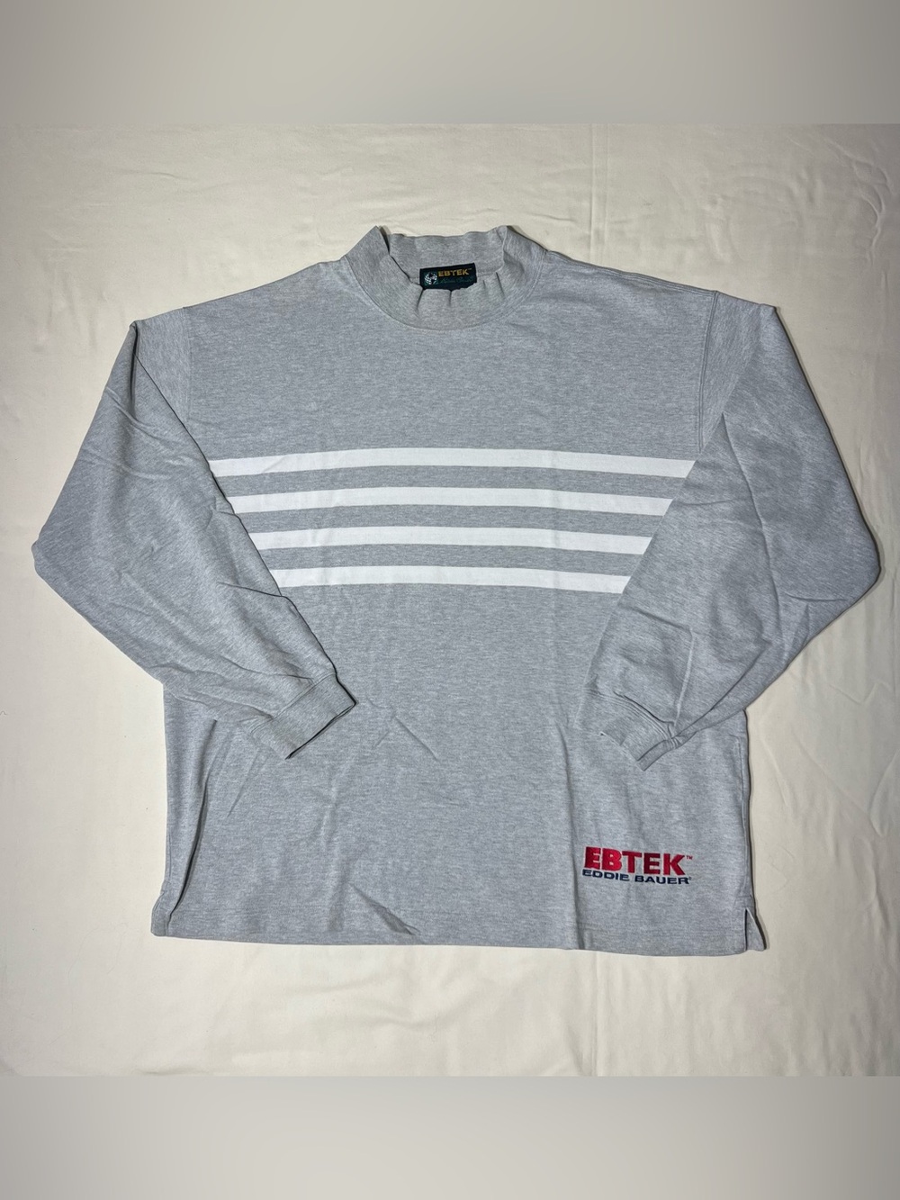 Vintage Eddie Bauer EBTEK striped mock neck long sleeve